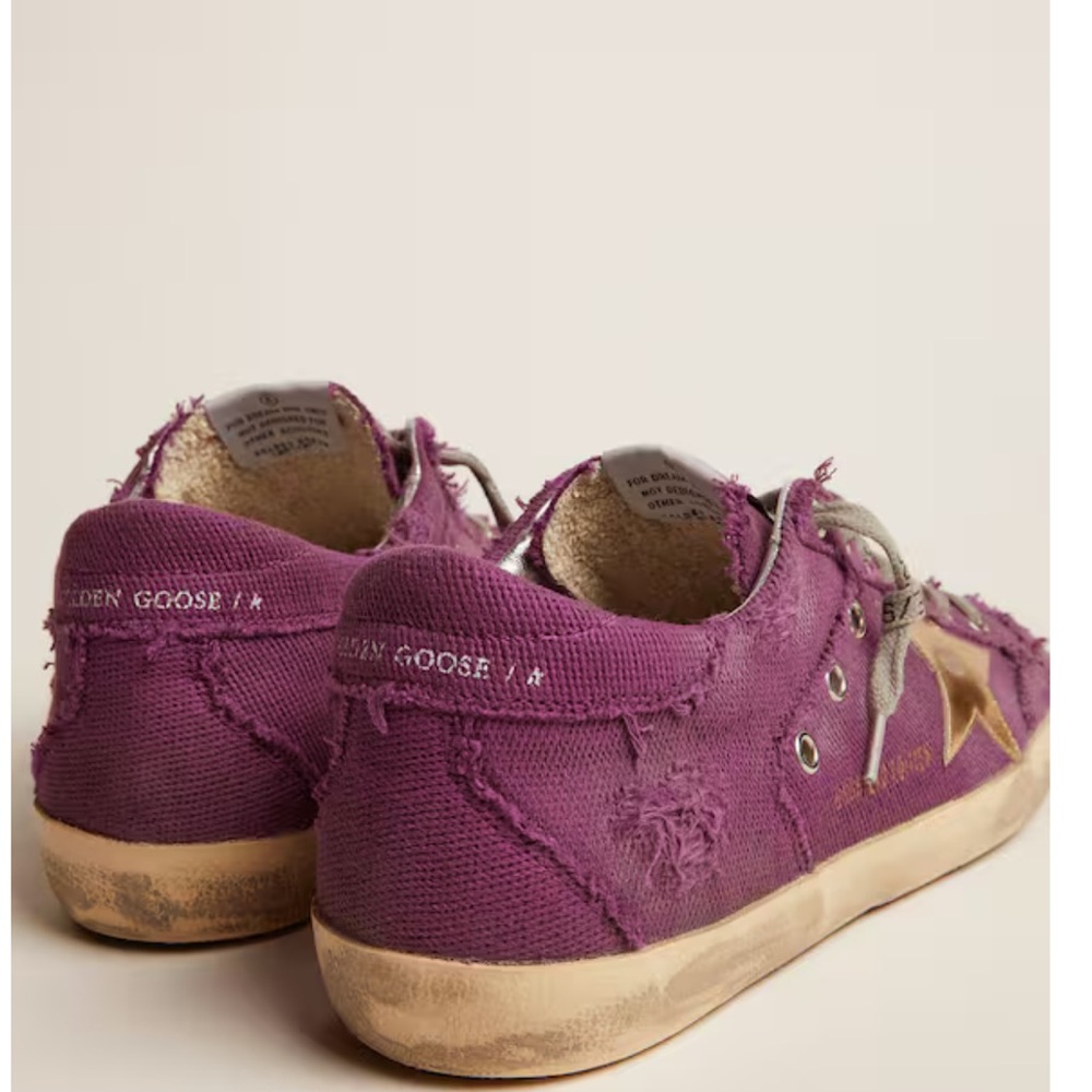 Women's Super-Star LAB sneakers in purple distressed canvas with gold star - Picture 6 of 6